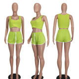 SC Fashion Ribber Tank Top And Shorts Two Piece Set YD-8748