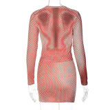 SC Fashion Print Slim Long Sleeve Top Short Skirt Two Piece Set BLG-S165594A