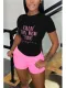 SC Plus Size Letter Print T-Shirts Shorts Two Piece Set GDNF-N8008K10