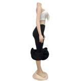 SC Fashion Bow Wrap Chest Midi Skirt Two Piece Set GFYX-6397