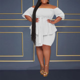 SC Plus Size Solid Bandage One Shoulder 2 Piece Set NY-10496