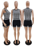 SC Fashion Knits Sleeveless Tops And Shorts Two Piece Set GDYF-6902