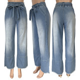 SC Casual Loose Wide Leg Jeans (With Waist Belt) CH-23052