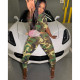 SC Camouflage Print Mesh Short Sleeve Two Piece Pants Set FOSF-8362
