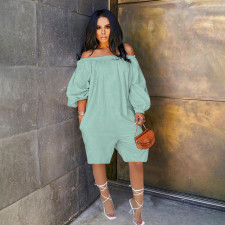 SC Solid Color One Shoulder Loose Romper OLYF-6126