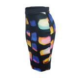 SC Fashion Print Midi Half Skirt YIY-5365