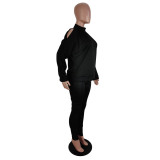 SC Solid Middle Collar Long Sleeve Sweatshirt DAI-5813