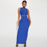 SC Solid Color Sleeveless Sexy Slim Maxi Dress ME-8386