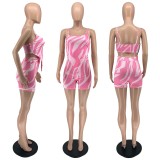 SC Fashion Print Sling Vest And Shorts Two Piece Set CJF-3107