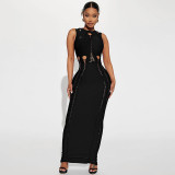 SC Solid Color Sleeveless Sexy Slim Maxi Dress ME-8386