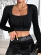 SC Solid Color Long Sleeve Slim Crop Tops ME-8393