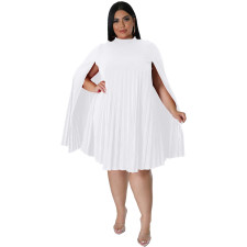 SC Plus Size Solid Color Loose Pleated Dress SLF-7078