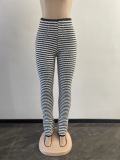 SC Knitted Striped High-waisted Micro Flared Pants OSM-4400