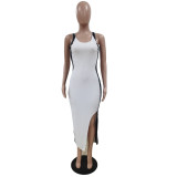 SC Patchwork Mesh Slim Sleeveless Long Dress GCNF-0221