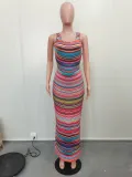 SC Sleeveless Colorful Print Slit Maxi Dress BGN-297