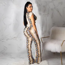 SC Snake Print Short Sleeve Two Piece Pants Set CHY-1365