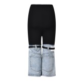 SC Fashion Patchwork Denim Micro Flare Pants YMEF-5285