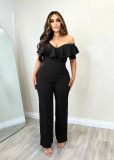 SC Sexy V Neck Ruffle Off Shoulder Jumpsuit MZ-2798