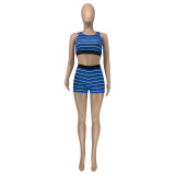 SC Summer Stripe Sleeveless Two Piece Shorts Set GLF-10128