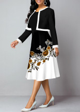 SC Solid Long Sleeve Jacket And Dress Two Piece Set XHSY-19584
