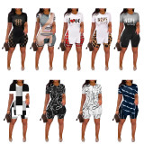 SC Fashion Print Slit Tops And Shorts Two Piece Set SHD-8058