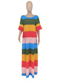 SC Colorful Print Flare Sleeve Maxi Dress ZDF-31288