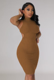 SC Sexy Ribbed Solid Color Midi Dress YD-1181