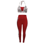 SC Sexy Snake Patchwork Print Sling Tops And Pants Two Piece Set OYF-8318