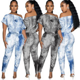 SC Fashion Print Slash Shoulder Jumpsuit YSYF-7661