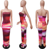 SC Sexy Off Shoulder Tube Tops Print Dress BGN-282