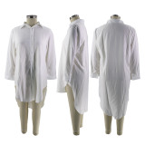 SC Long Sleeve Lapel Neck Shirt Dress SFY-2334