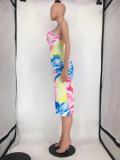 SC Tie Dye Print Sleeveless Slim Midi Dress SMD-23007
