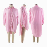 SC Long Sleeve Lapel Neck Shirt Dress SFY-2334