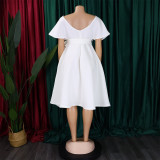 SC Plus Size V-neck Off Shoulder Sexy Dress GATE-D373