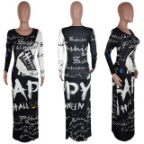 SC Halloween Fashion Print Slim Maxi Dress LUO-6610