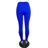 SC Plus Size Casual Solid Color Tight Pants LUO-4022