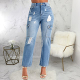SC High Waist Slim Straight Jeans HSF-2709