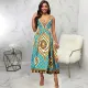 SC Print Sleeveless V Neck Long Dress SMR-11905
