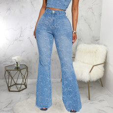 SC Fashion Print Slim Flare Jeans HSF-2692