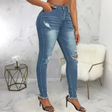 SC Casual Holes Slim Pencil Jeans HSF-2705