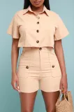 SC Solid Color Single-breasted Button Two Piece Set YD-8756