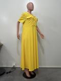 SC Solid Color Lapel High Waist Maxi Dress OD-8567
