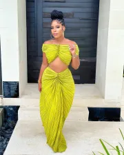 SC Solid One Shoulder Tops And Skirt Pleated 2 Piece Set OD-8571
