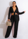 SC Solid Long Sleeve Two Piece Pants Sets ME-8207
