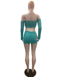 SC Sexy One Shoulder Long Sleeve Bandage Skirt Set QXTF-8183