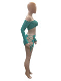 SC Sexy One Shoulder Long Sleeve Bandage Skirt Set QXTF-8183