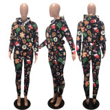 SC Christmas Print Casual Sport Two Piece Pants Set LUO-6630