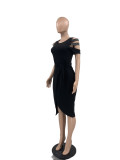 SC Fashion Hot Drill Tie Up Irregular Dress JRF-3741