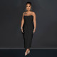 SC Solid Color Tube Tops Feather Maxi Dress BY-6535