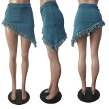 SC Sexy Beveled Tassel Denim Skirts MEM-88501